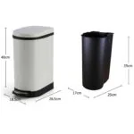 4-SOGA 2X 10L Foot Pedal Stainless Steel Rubbish Recycling Garbage Waste Trash Bin U White