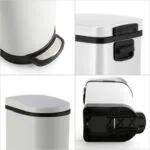 5-SOGA 2X 10L Foot Pedal Stainless Steel Rubbish Recycling Garbage Waste Trash Bin U White