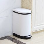 6-SOGA 2X 10L Foot Pedal Stainless Steel Rubbish Recycling Garbage Waste Trash Bin U White