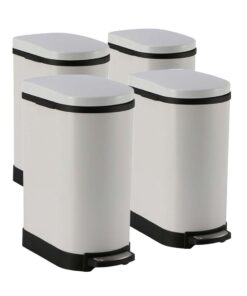 1-SOGA 4X 10L Foot Pedal Stainless Steel Rubbish Recycling Garbage Waste Trash Bin U White