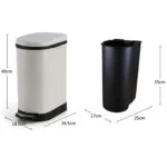 4-SOGA 4X 10L Foot Pedal Stainless Steel Rubbish Recycling Garbage Waste Trash Bin U White