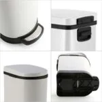 5-SOGA 4X 10L Foot Pedal Stainless Steel Rubbish Recycling Garbage Waste Trash Bin U White