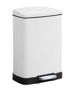 1-SOGA Foot Pedal Stainless Steel Rubbish Recycling Garbage Waste Trash Bin Rectangular Shape 12L White