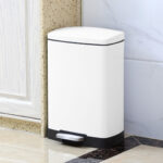 2-SOGA 2X Foot Pedal Stainless Steel Rubbish Recycling Garbage Waste Trash Bin Rectangular Shape 12L White
