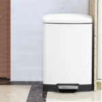3-SOGA 2X Foot Pedal Stainless Steel Rubbish Recycling Garbage Waste Trash Bin Rectangular Shape 12L White