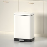 6-SOGA 2X Foot Pedal Stainless Steel Rubbish Recycling Garbage Waste Trash Bin Rectangular Shape 12L White