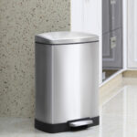 2-SOGA Foot Pedal Stainless Steel Rubbish Recycling Garbage Waste Trash Bin Rectangular Shape 12L Silver