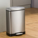 3-SOGA Foot Pedal Stainless Steel Rubbish Recycling Garbage Waste Trash Bin Rectangular Shape 12L Silver