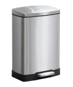 1-SOGA Foot Pedal Stainless Steel Rubbish Recycling Garbage Waste Trash Bin Rectangular Shape 12L Silver