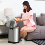 4-SOGA Foot Pedal Stainless Steel Rubbish Recycling Garbage Waste Trash Bin Rectangular Shape 12L Silver