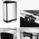 5-SOGA Foot Pedal Stainless Steel Rubbish Recycling Garbage Waste Trash Bin Rectangular Shape 12L Silver