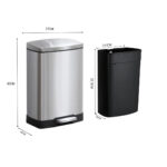 6-SOGA Foot Pedal Stainless Steel Rubbish Recycling Garbage Waste Trash Bin Rectangular Shape 12L Silver