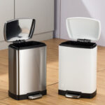 7-SOGA Foot Pedal Stainless Steel Rubbish Recycling Garbage Waste Trash Bin Rectangular Shape 12L Silver