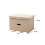 6-SOGA 2X Beige Large Foldable Canvas Storage Box Cube Clothes Basket Organiser Home Decorative Box