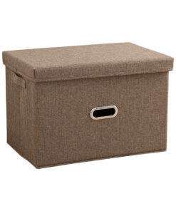 1-SOGA Coffee Small Foldable Canvas Storage Box Cube Clothes Basket Organiser Home Decorative Box