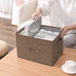 3-SOGA 2X Coffee Super Large Foldable Canvas Storage Box Cube Clothes Basket Organiser Home Decorative Box