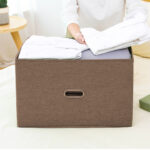 4-SOGA 2X Coffee Super Large Foldable Canvas Storage Box Cube Clothes Basket Organiser Home Decorative Box