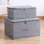 5-SOGA Grey Large Portable Double Zipper Storage Box Moisture Proof Clothes Basket Foldable Home Organiser