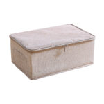 1-SOGA Beige Small Portable Double Zipper Storage Box Moisture Proof Clothes Basket Foldable Home Organiser