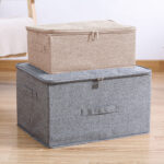 8-SOGA Beige Small Portable Double Zipper Storage Box Moisture Proof Clothes Basket Foldable Home Organiser