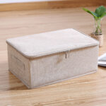 2-SOGA 2X Beige Small Portable Double Zipper Storage Box Moisture Proof Clothes Basket Foldable Home Organiser