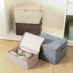 4-SOGA 2X Beige Small Portable Double Zipper Storage Box Moisture Proof Clothes Basket Foldable Home Organiser