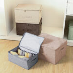 3-SOGA 2X Beige Large Portable Double Zipper Storage Box Moisture Proof Clothes Basket Foldable Home Organiser