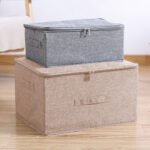 4-SOGA 2X Beige Large Portable Double Zipper Storage Box Moisture Proof Clothes Basket Foldable Home Organiser