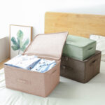 5-SOGA 2X Beige Large Portable Double Zipper Storage Box Moisture Proof Clothes Basket Foldable Home Organiser