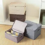 5-SOGA Coffee Small Portable Double Zipper Storage Box Moisture Proof Clothes Basket Foldable Home Organiser