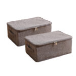 1-SOGA 2X Coffee Small Portable Double Zipper Storage Box Moisture Proof Clothes Basket Foldable Home Organiser