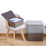 3-SOGA 2X Coffee Small Portable Double Zipper Storage Box Moisture Proof Clothes Basket Foldable Home Organiser