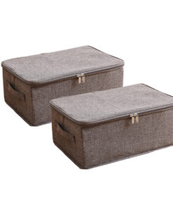 1-SOGA 2X Coffee Small Portable Double Zipper Storage Box Moisture Proof Clothes Basket Foldable Home Organiser