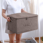 2-SOGA 2X Coffee Large Portable Double Zipper Storage Box Moisture Proof Clothes Basket Foldable Home Organiser
