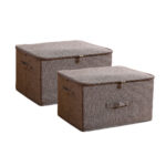 1-SOGA 2X Coffee Large Portable Double Zipper Storage Box Moisture Proof Clothes Basket Foldable Home Organiser