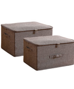 1-SOGA 2X Coffee Large Portable Double Zipper Storage Box Moisture Proof Clothes Basket Foldable Home Organiser