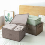 5-SOGA 2X Coffee Large Portable Double Zipper Storage Box Moisture Proof Clothes Basket Foldable Home Organiser