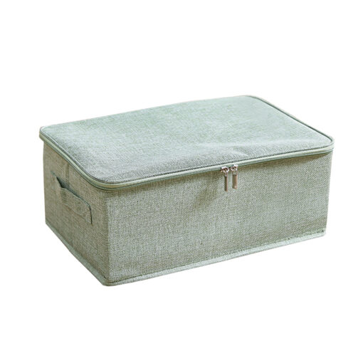 1-SOGA Green Small Portable Double Zipper Storage Box Moisture Proof Clothes Basket Foldable Home Organiser