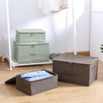 8-SOGA Green Small Portable Double Zipper Storage Box Moisture Proof Clothes Basket Foldable Home Organiser