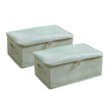 1-SOGA 2X Green Small Portable Double Zipper Storage Box Moisture Proof Clothes Basket Foldable Home Organiser