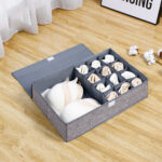 2-SOGA Grey Flip Top Underwear Storage Box Foldable Wardrobe Partition Drawer Home Organiser