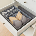 3-SOGA Grey Flip Top Underwear Storage Box Foldable Wardrobe Partition Drawer Home Organiser