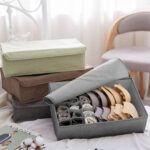 4-SOGA Grey Flip Top Underwear Storage Box Foldable Wardrobe Partition Drawer Home Organiser