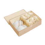 1-SOGA Beige Flip Top Underwear Storage Box Foldable Wardrobe Partition Drawer Home Organiser