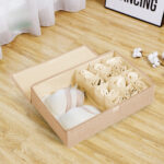 4-SOGA 2X Beige Flip Top Underwear Storage Box Foldable Wardrobe Partition Drawer Home Organiser