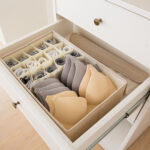 5-SOGA 2X Beige Flip Top Underwear Storage Box Foldable Wardrobe Partition Drawer Home Organiser