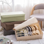 8-SOGA 2X Beige Flip Top Underwear Storage Box Foldable Wardrobe Partition Drawer Home Organiser