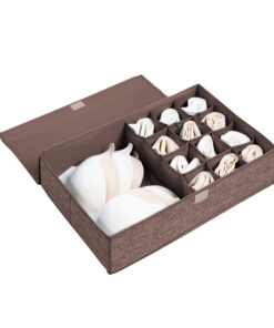 1-SOGA Coffee Flip Top Underwear Storage Box Foldable Wardrobe Partition Drawer Home Organiser