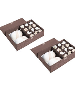 1-SOGA 2X Coffee Flip Top Underwear Storage Box Foldable Wardrobe Partition Drawer Home Organiser