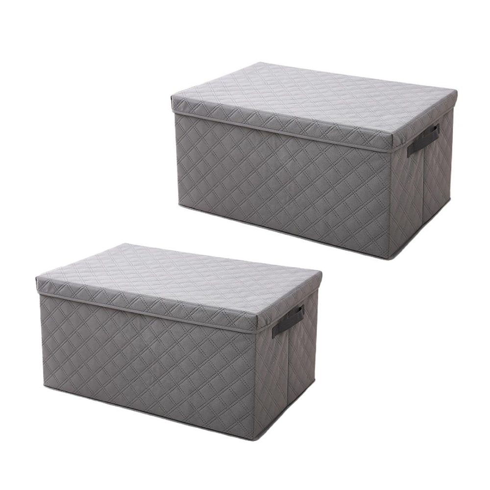 1-SOGA 2X Small Grey Non-Woven Diamond Quilt Grid Fabric Storage/Organizer Box